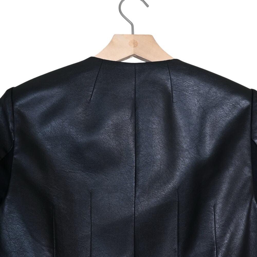 BCBGMAXAZRIA Womens XS Cruz Faux Leather Lined Blazer in Black NEW - Picture 6 of 13
